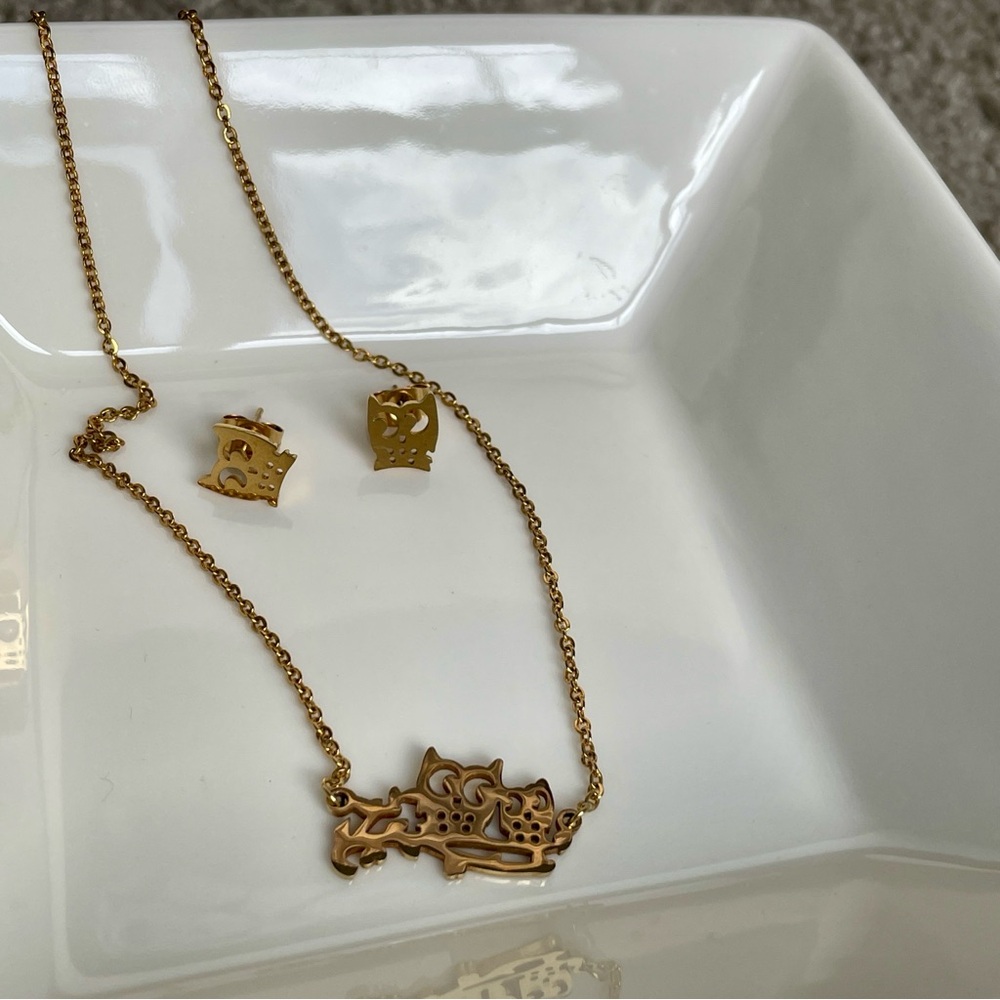 Stainless steel owl set